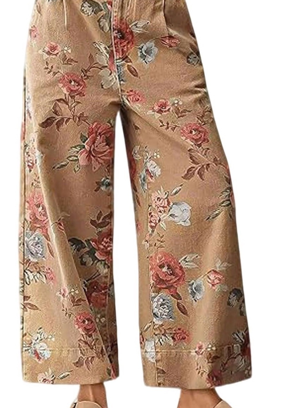 NWOT Floral Wide-Leg Cotton Pants Size XL